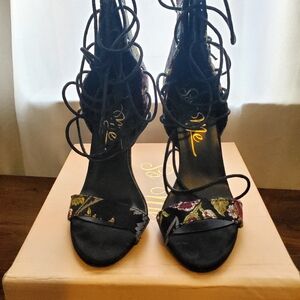 Elegant Black Lace-Up Heels